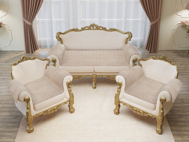 Набор для мебели Грета Люкс (накидки - диван 90*210-1шт+ кресло 90*190-2шт) Марианна<95 бежевый>