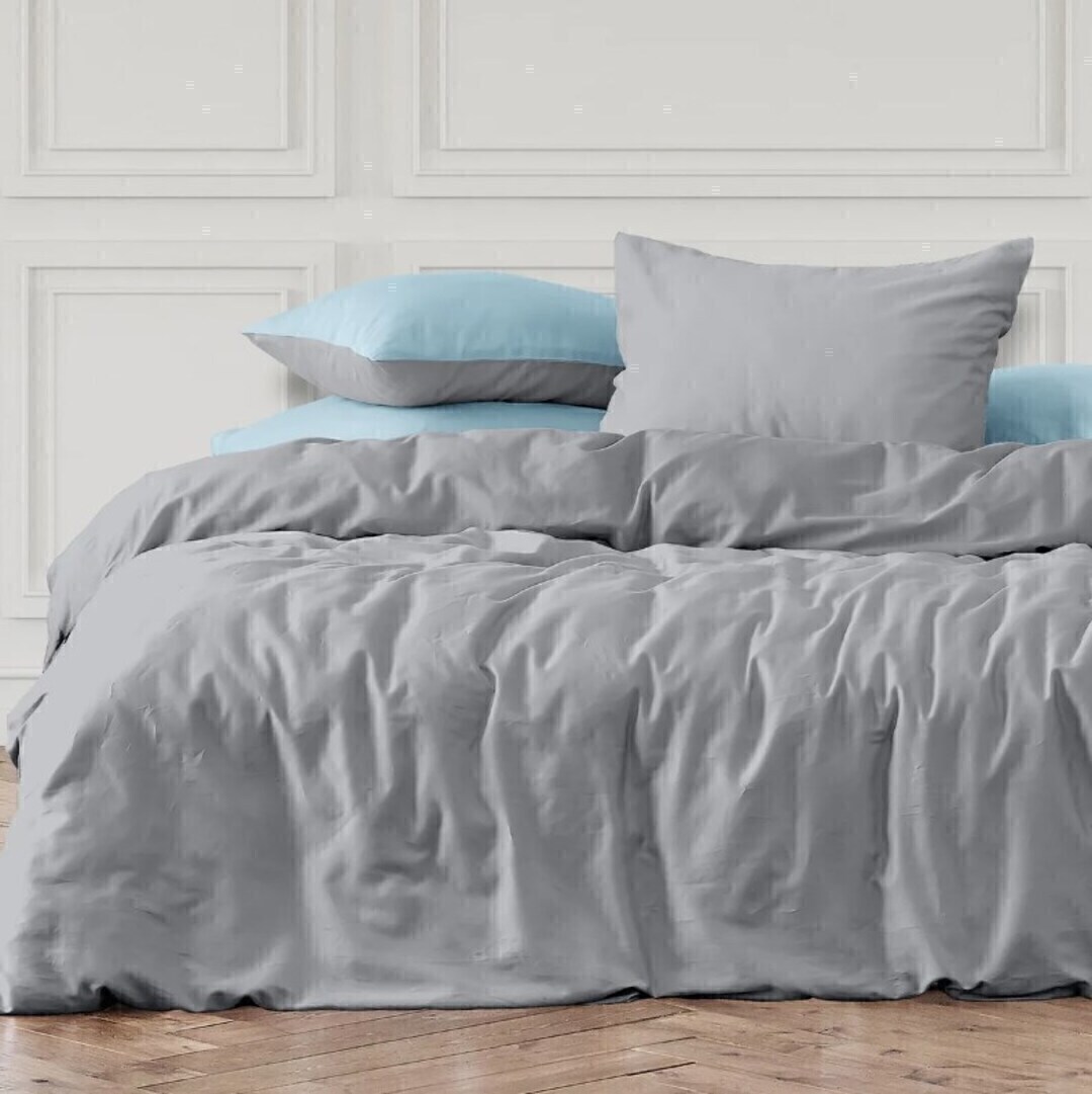 КПБ семейный перкаль нав 50*70 Унисон <86061-13/86018-6 Grigio  Unicolor>