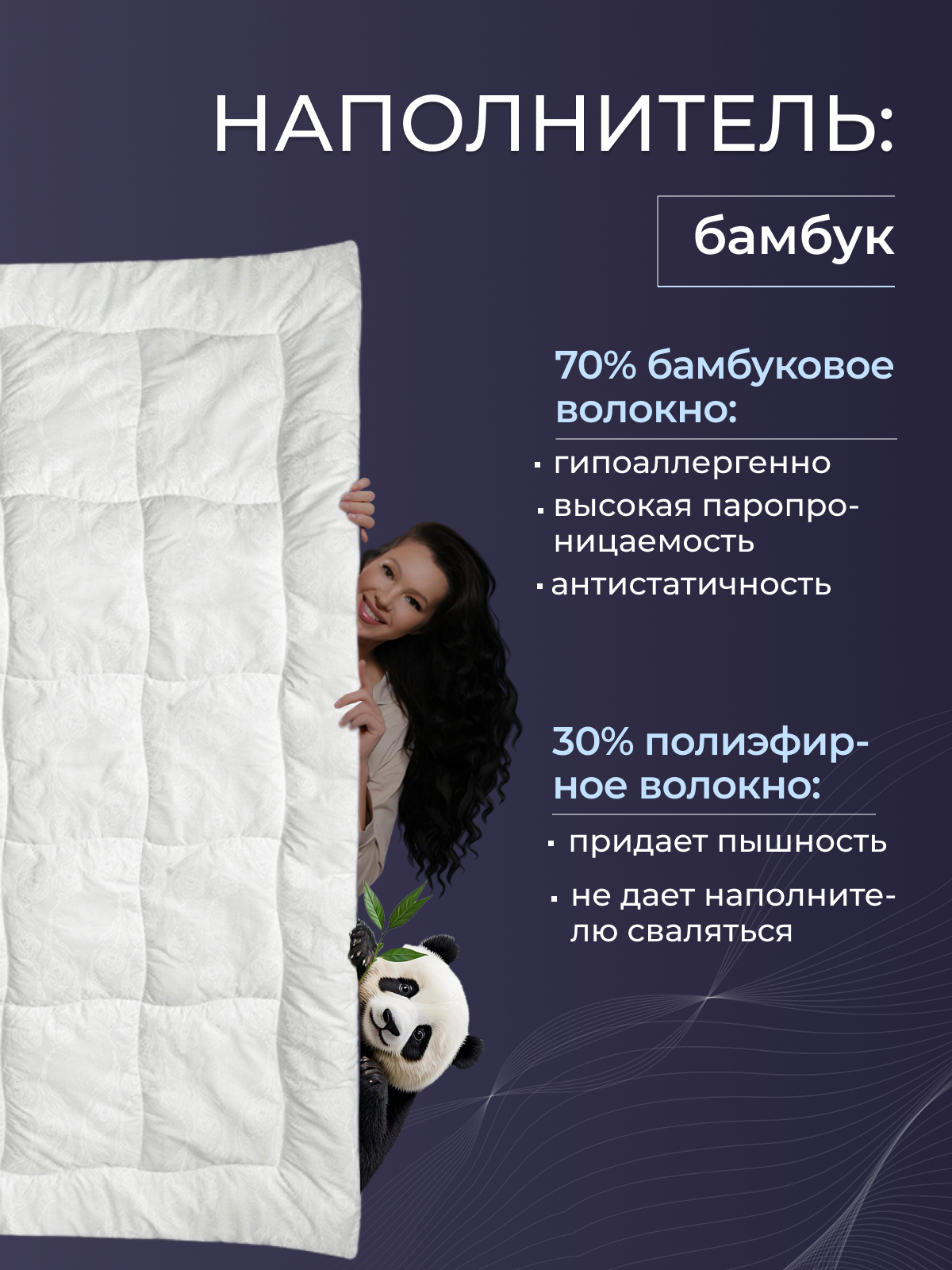 Одеяло бамбук поплин Реноме