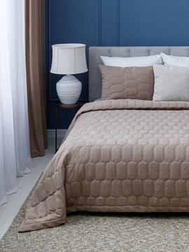 Покрывало стеганое велюровое SUN Decor Magic, BASE, BEIGE<BASE, 220*240, Евро, BEIGE>