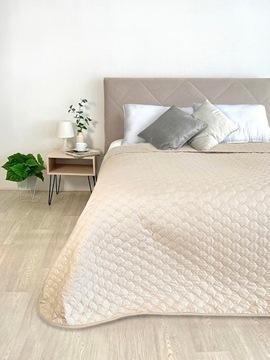 Покрывало окантованное микрофибра Viola, ПС, кремовый