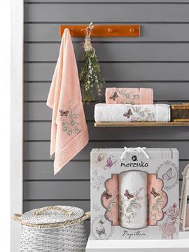 Набор полотенец махровых Papillon Merzuka<3 предмета 50*90-2шт+70*140, оранжевый> (арт.10169,10170)
