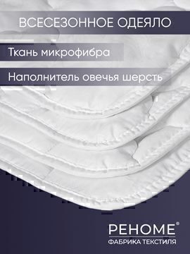 Одеяло овечья шерсть (200) микрофибра  Реноме<42/074н,  172*205, 2 спальное>