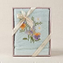 Полотенце махровое в коробке Лесная бабочка Cherir/Черир<4213030-1+k-338-B,  1 предмет 45*90>